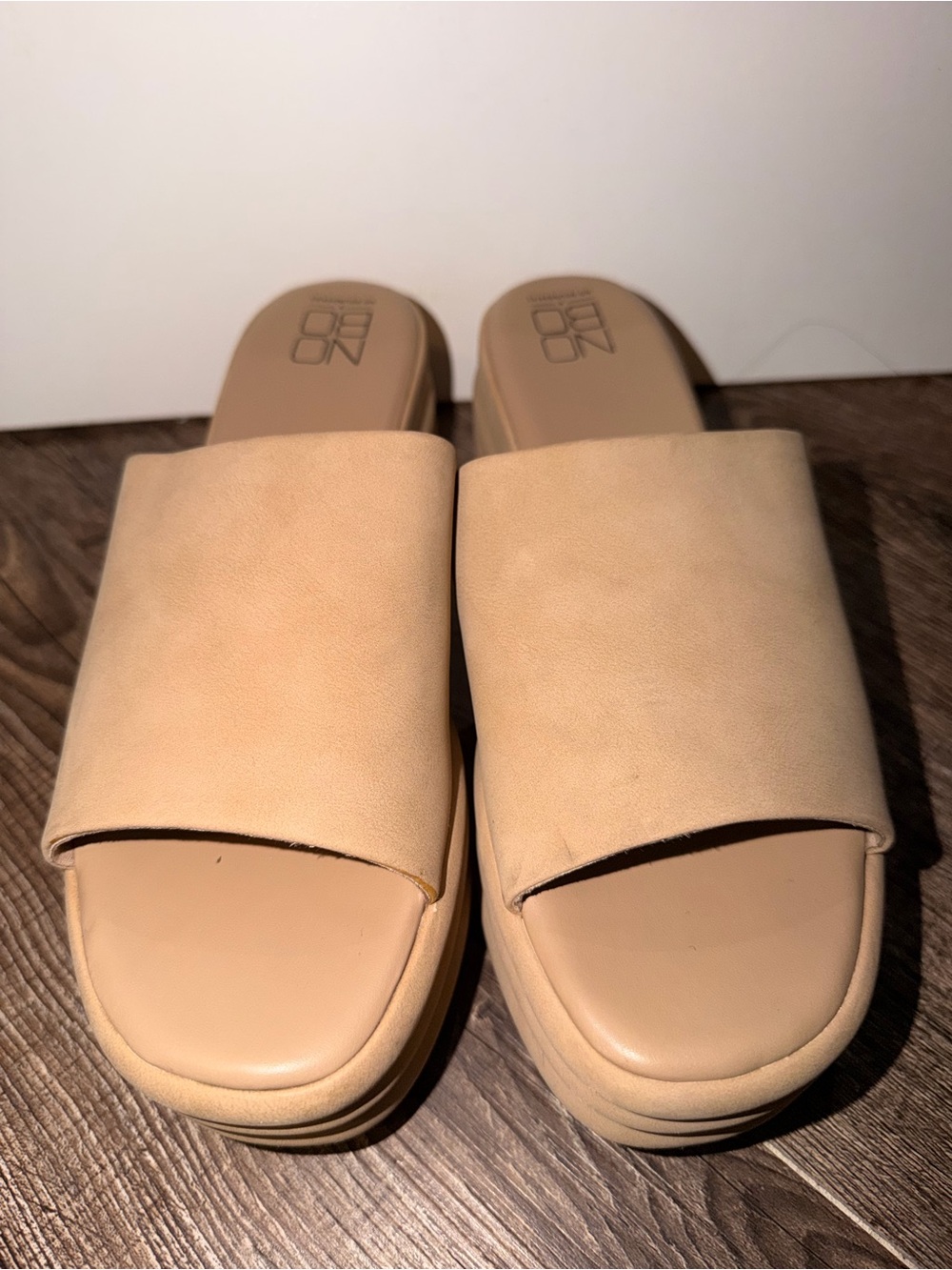 No Boundaries Beige Slide Sandals for Women - Neutral Wide Band Comfort